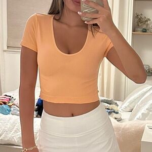 Target Peach Scoop Ribbed Crop Top